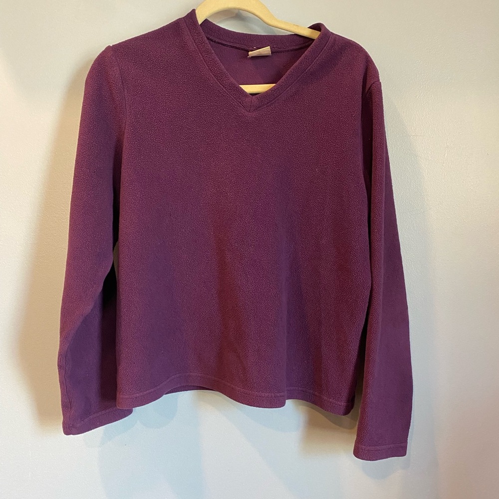 L.L. Bean Plum Textured V-Neck Pullover